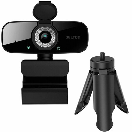 DELTON C24 Webcam HD1080p With Mic, Portable Tripod & Privacy Cover For Conferencing and Video Calling DCAM24BK
